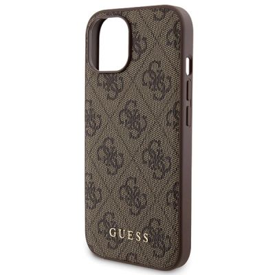 6. Guess 4G Metal Logo case set for iPhone 15 + 5000mAh MagSafe power bank - brown