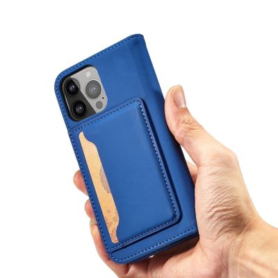 6. Magnet Card Case case for iPhone 14 flip cover wallet stand blue
