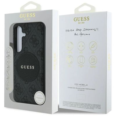 8. Guess 4G Round Patch Classic Logo MagSafe case for Samsung Galaxy S25 black