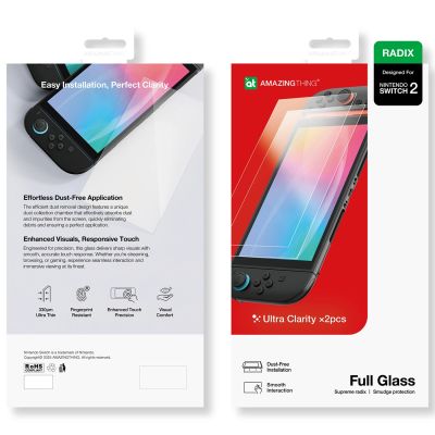 4. AmazingThing Radix Full Glass Tempered Glass for Nintendo Switch 2 (2 pcs.)