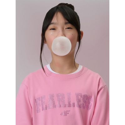 Girls' loose T-shirt with print 4F 4FJRSS26TTSHF3453-56S