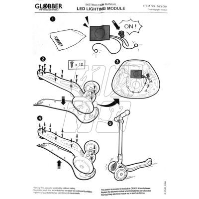 5. Replacement module for scooter Globber ELITE FLASHING LIGHT MODULE SET 523-001