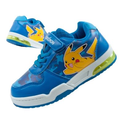 Leomil children's sports shoes Pokemon sneakers lightweight with velcro LED blue