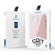 5. Dux Ducis Grit Leather Case for iPhone 14 Plus Elegant Faux Leather Cover (MagSafe Compatible) Pink
