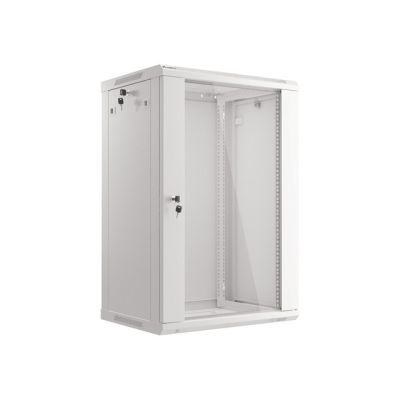 Lanberg WF01-6418-10S rack cabinet (18U; 901mm / 600mm / 450mm; wall-mounted; Glass; 19''; gray)