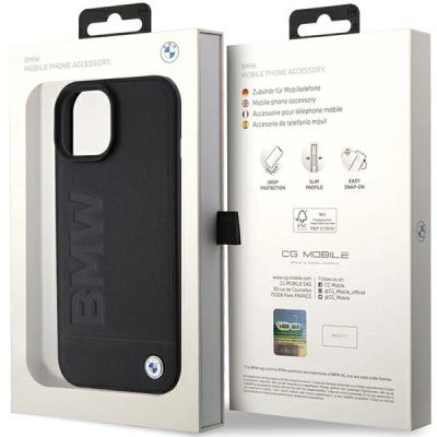 8. BMW MagSafe Leather Hot Stamp case for iPhone 15 Plus - black