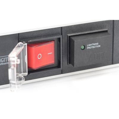 4. Digitus PDU 19" Rackmount Power Strip, 7x Schuko sockets, 2.0m, 1x Unischuko plug, 16A, on/off, surge protection, aluminum profile
