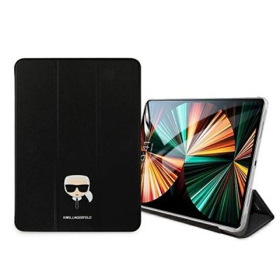 4. Karl Lagerfeld Saffiano Karl Head Book Cover for iPad Pro 11" - Black