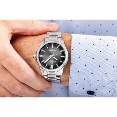 4. Giewont Elegance Sapphire Silver Black Men's Watch GW5160-B2
