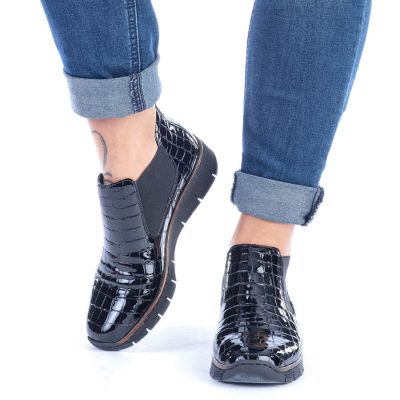 44. Rieker W R474 snakeskin leather ankle boots black