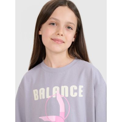4. Oversized T-shirt with print for girls 4F 4FJRSS25TTSHF2646-25S
