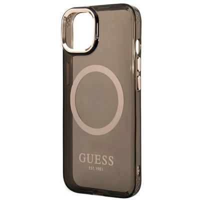 6. Guess GUHMP14MHTCMK iPhone 14 Plus 6.7" black/black hard case Gold Outline Translucent MagSafe