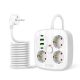 2. Tech-Protect PCS3X4 power strip, 3 sockets, 2xUSB-A, 2xUSB-C 200 cm - white