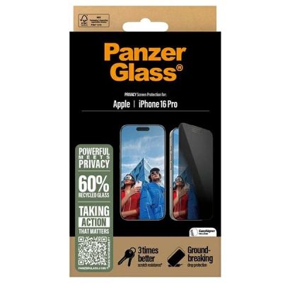 4. PanzerGlass Privacy Screen Protector iPhone 16 Pro 6.3" Ultra-Wide Fit P2862