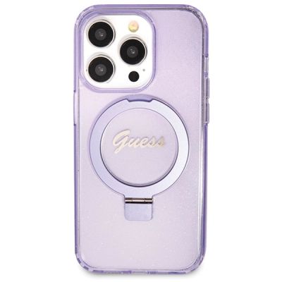3. Guess Ring Stand Script Glitter MagSafe case for iPhone 13 Pro / 13 - purple