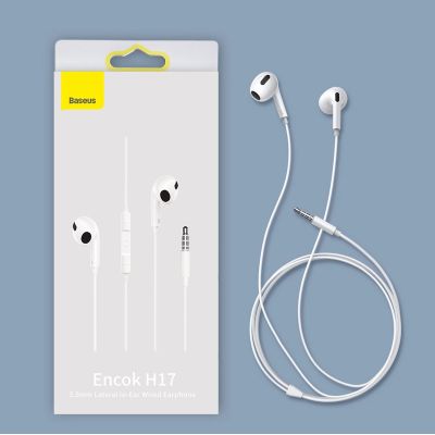 16. Baseus Encok H17 3.5mm minijack wired headphones white (NGCR020002)