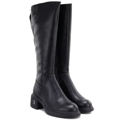 4. Women's leather ankle boots, black, Vinceza FIO27-67056