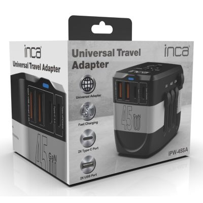 4. Inca IPW-45SA Universal Black Power Plug Adapter