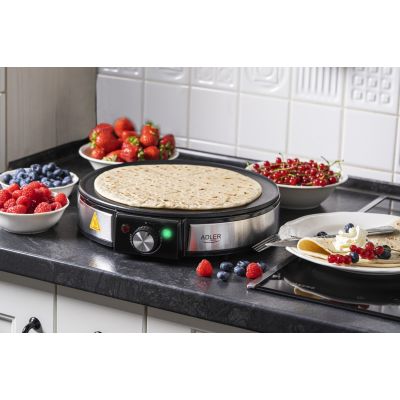 13. Adler AD 3058 Pancake Maker 1 Pan 1600 W Black, Stainless Steel