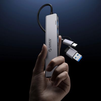7. Orico YSB4-U2 USB-A/USB-C Hub Docking Station 2x USB-A 2.0 + 1x USB-A 3.0 + 1x USB-C 2.0 + 1x USB-C - Gray