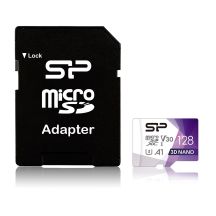 Silicon Power microSDXC Superior Pro 128GB V30 UHS-1 U3 A1 Memory Card + microSD-SD ADAPTER