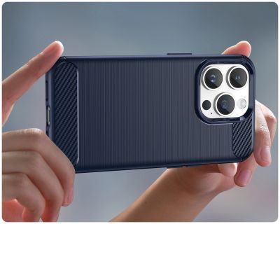 4. Carbon Case for iPhone 14 Pro Max flexible gel back cover blue
