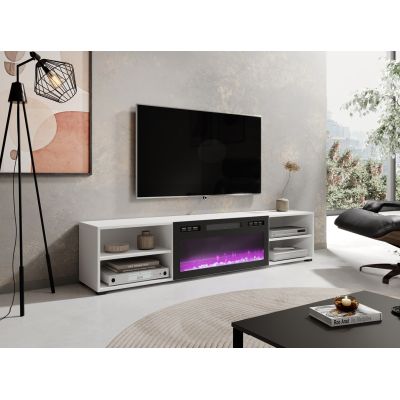 4. POLO TV cabinet 180x33x39 white + black fireplace