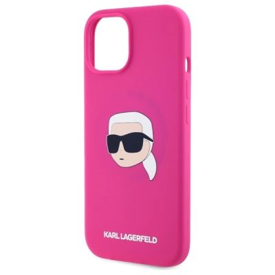 6. Karl Lagerfeld KLHMP15SSKHPPLF iPhone 15 6.1" fuchsia/fuschia hardcase Silicone Karl Head Print MagSafe