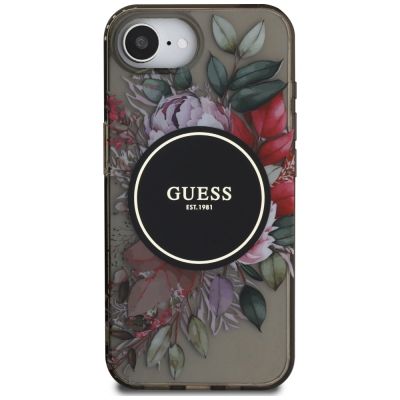 3. Guess IML Flowers MagSafe iPhone 16e Case - Black