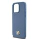 6. DKNY Leather Monogram Pattern Metal Logo MagSafe Case for iPhone 15 Pro Max - Blue