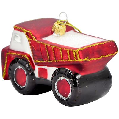4. MICA GLASS CHRISTMAS TREE ORNAMENT IN THE SHAPE OF A DUMP TRUCK