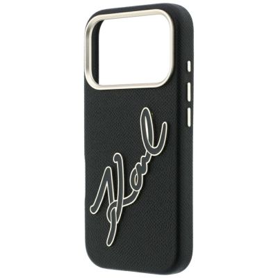 6. Karl Lagerfeld Smooth Big Resin Signature Logo Case for iPhone 18 Pro / 17 Pro - Black