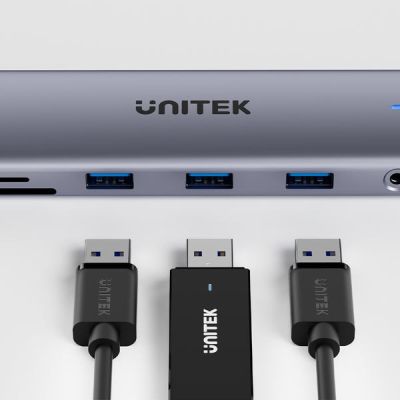 12. UNITEK D1113BGY01 Hubs and Concentrators 2 x USB 3.2 Gen 2 (3.1 Gen 2) Type-C 1000 Mbit/s Gray
