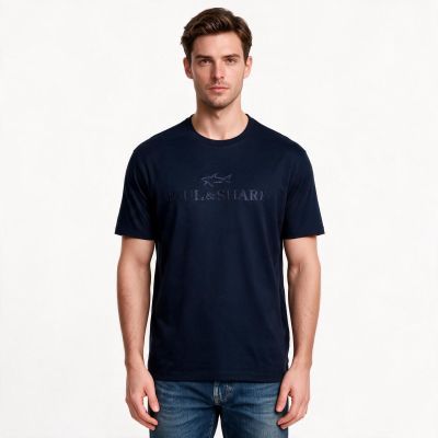 Paul&Shark Men's Cotton and Lyocell T-shirt Navy Blue 26411007-13