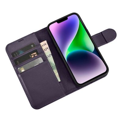 10. iCarer Wallet Case 2in1 Cover iPhone 14 Plus Anti-RFID Leather Flip Case Dark Purple (WMI14220727-DP)