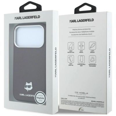 8. Karl Lagerfeld Grained Choupette Head Metal MagSafe case for iPhone 17 Pro / 18 Pro - burgundy