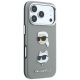 4. Karl Lagerfeld Saffiano Case with Karl & Choupette Heads Pins & Logo for iPhone 18 Pro / 17 Pro - Gray