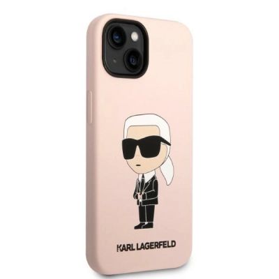 4. Karl Lagerfeld Silicone Ikonik Case for iPhone 13 / 14 - Pink