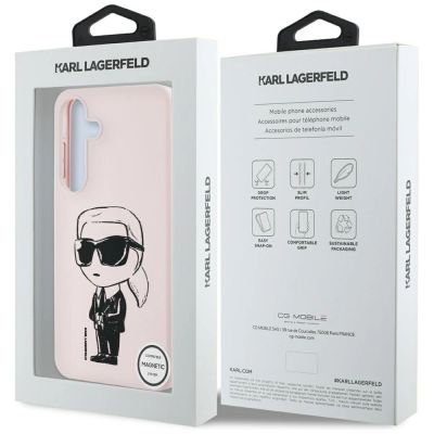 8. Case Karl Lagerfeld Silicone Graffiti Ikonik Printed Logo MagSafe Samsung Galaxy S25 pink