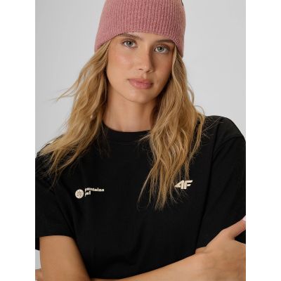 3. Women's loose T-shirt with print 4F 4FKAW26TTSHF4507-20S