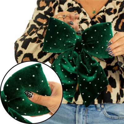 19. GREEN DECORATIVE BOW 20x23 CM MICA