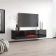 2. TV cabinet LUXE 182.6x34.5x37.5 black/gloss black + black fireplace