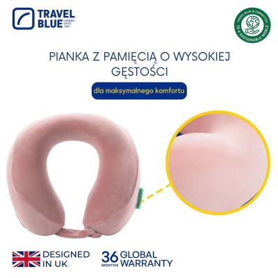 7. TRAVEL BLUE TRANQUILITY MEMORY FOAM TRAVEL PILLOW, PINK