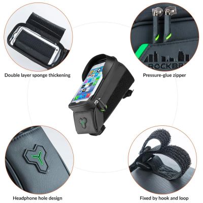 4. Rockbros 029-1BK bicycle bag for frame with phone cover - black