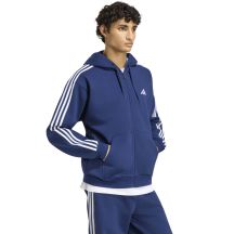 Men's adidas Essentials 3-Stripes Fleece Full-Zip Hoodie Navy Blue KY4144