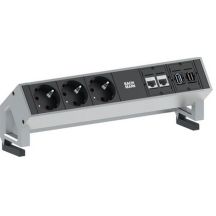 Bachmann DESK 2 3-way table socket, color: Inox