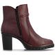 2. Women's leather ankle boots with high heels, burgundy, Rieker Y2567-35