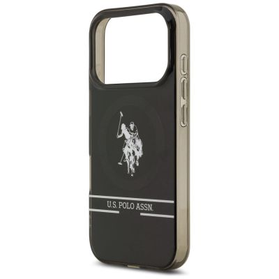 6. US Polo DH and Bottom Stripe Logo MagSafe Case for iPhone 17 Pro - Black