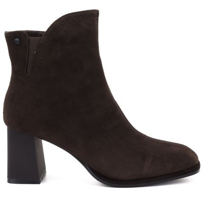 2. Women's brown leather high-heeled ankle boots Big Star UU274379