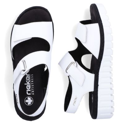4. Women's leather wedge sandals white Rieker V1382-80